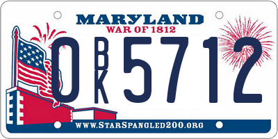 MD license plate 0BK5712