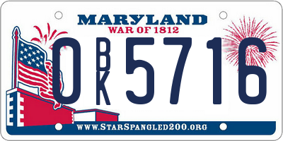 MD license plate 0BK5716