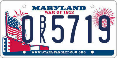 MD license plate 0BK5719