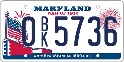 MD license plate 0BK5736