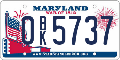 MD license plate 0BK5737