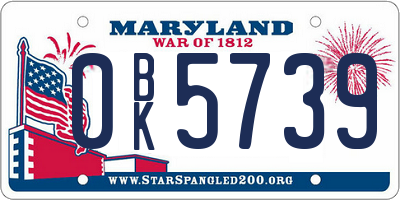 MD license plate 0BK5739