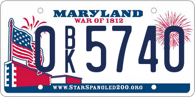 MD license plate 0BK5740