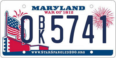 MD license plate 0BK5741