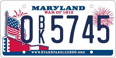 MD license plate 0BK5745