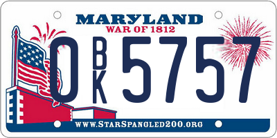 MD license plate 0BK5757