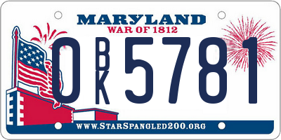 MD license plate 0BK5781