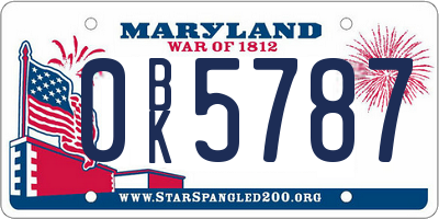 MD license plate 0BK5787