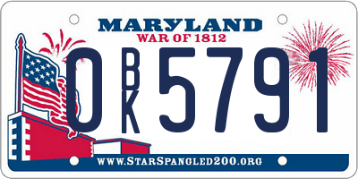 MD license plate 0BK5791