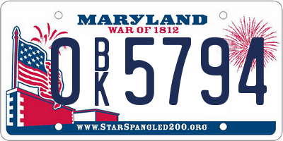MD license plate 0BK5794