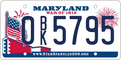 MD license plate 0BK5795