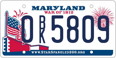 MD license plate 0BK5809
