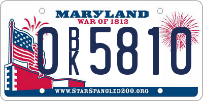 MD license plate 0BK5810