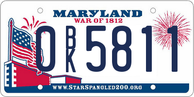 MD license plate 0BK5811