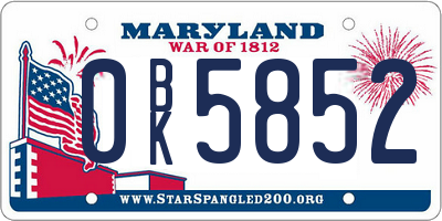 MD license plate 0BK5852