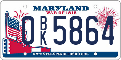 MD license plate 0BK5864