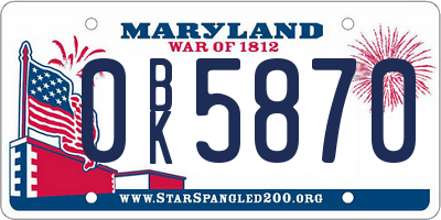 MD license plate 0BK5870