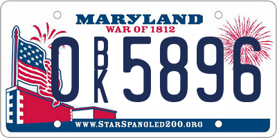 MD license plate 0BK5896
