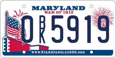 MD license plate 0BK5919