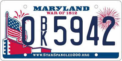 MD license plate 0BK5942