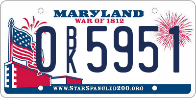 MD license plate 0BK5951