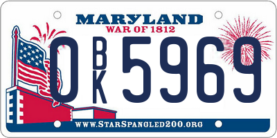 MD license plate 0BK5969