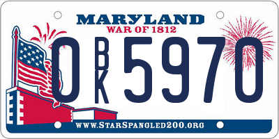 MD license plate 0BK5970