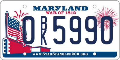 MD license plate 0BK5990