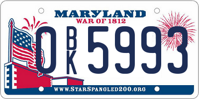 MD license plate 0BK5993