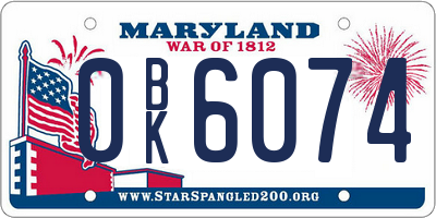 MD license plate 0BK6074