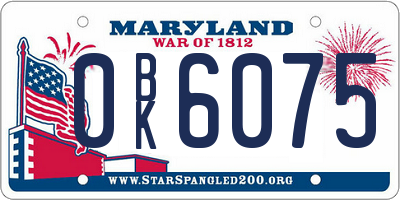 MD license plate 0BK6075