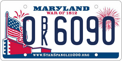 MD license plate 0BK6090