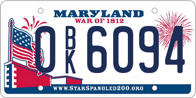 MD license plate 0BK6094