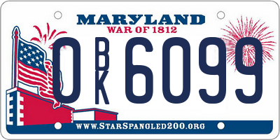 MD license plate 0BK6099
