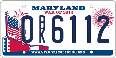 MD license plate 0BK6112