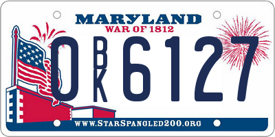 MD license plate 0BK6127