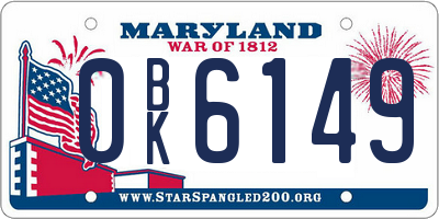 MD license plate 0BK6149