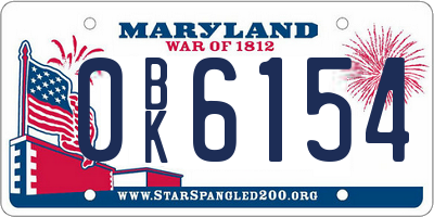 MD license plate 0BK6154