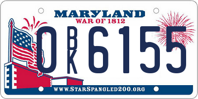 MD license plate 0BK6155