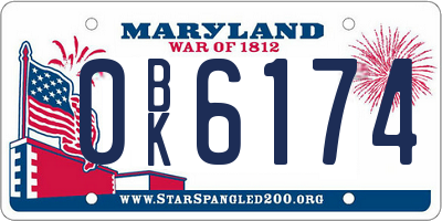 MD license plate 0BK6174