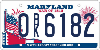 MD license plate 0BK6182