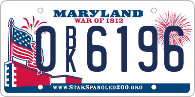 MD license plate 0BK6196