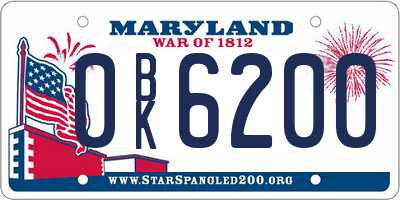 MD license plate 0BK6200