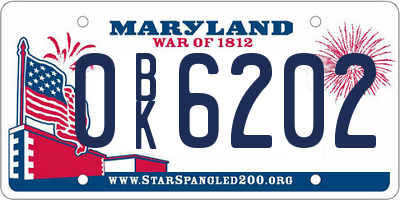 MD license plate 0BK6202