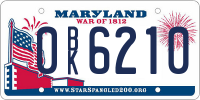 MD license plate 0BK6210