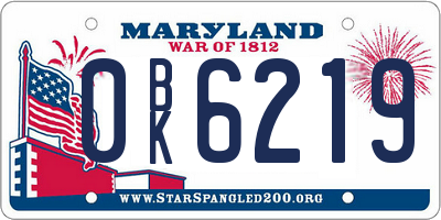 MD license plate 0BK6219