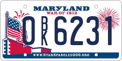 MD license plate 0BK6231