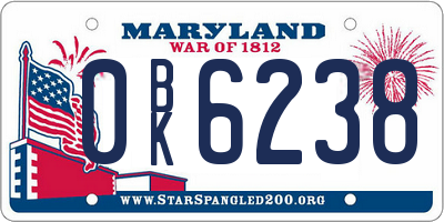 MD license plate 0BK6238