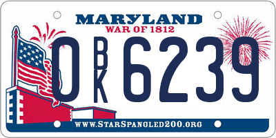 MD license plate 0BK6239