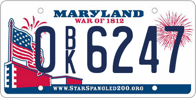 MD license plate 0BK6247